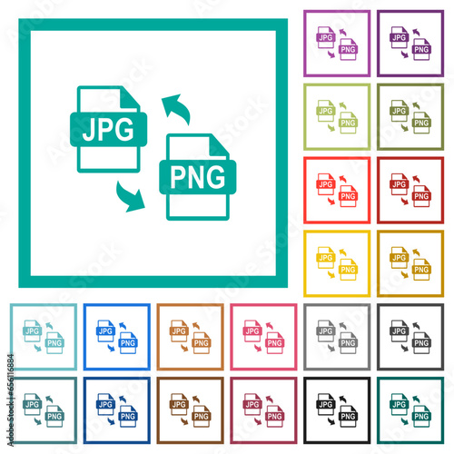 JPG PNG file conversion flat color icons with quadrant frames photo