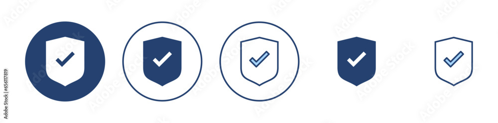 Shield check mark icon vector. Protection approve sign. Insurance icon Shield check mark icon vector. Protection approve sign. Insurance icon