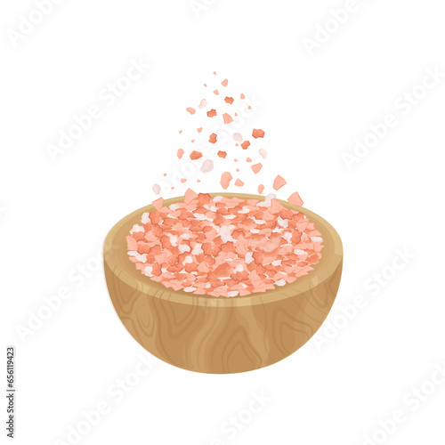 Logo illustration of Himalayan salt or pink salt in a wooden bowl