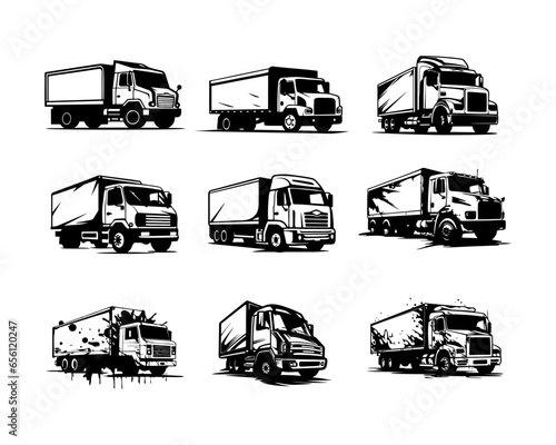 A set collection of hauler vector illustrations