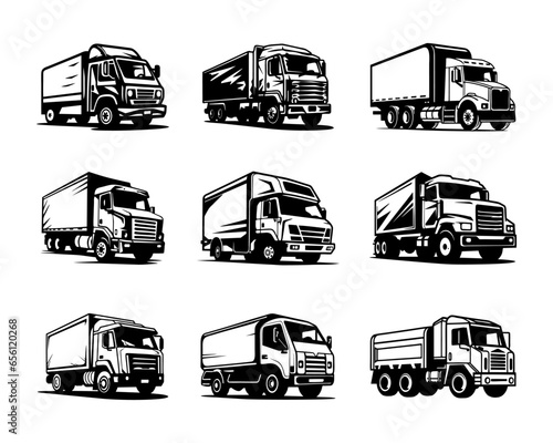 A set collection of hauler vector illustrations