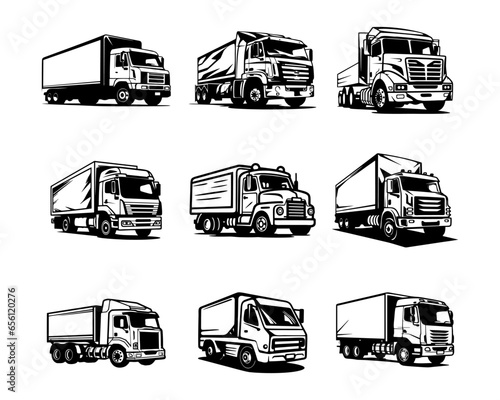 A set collection of hauler vector illustrations