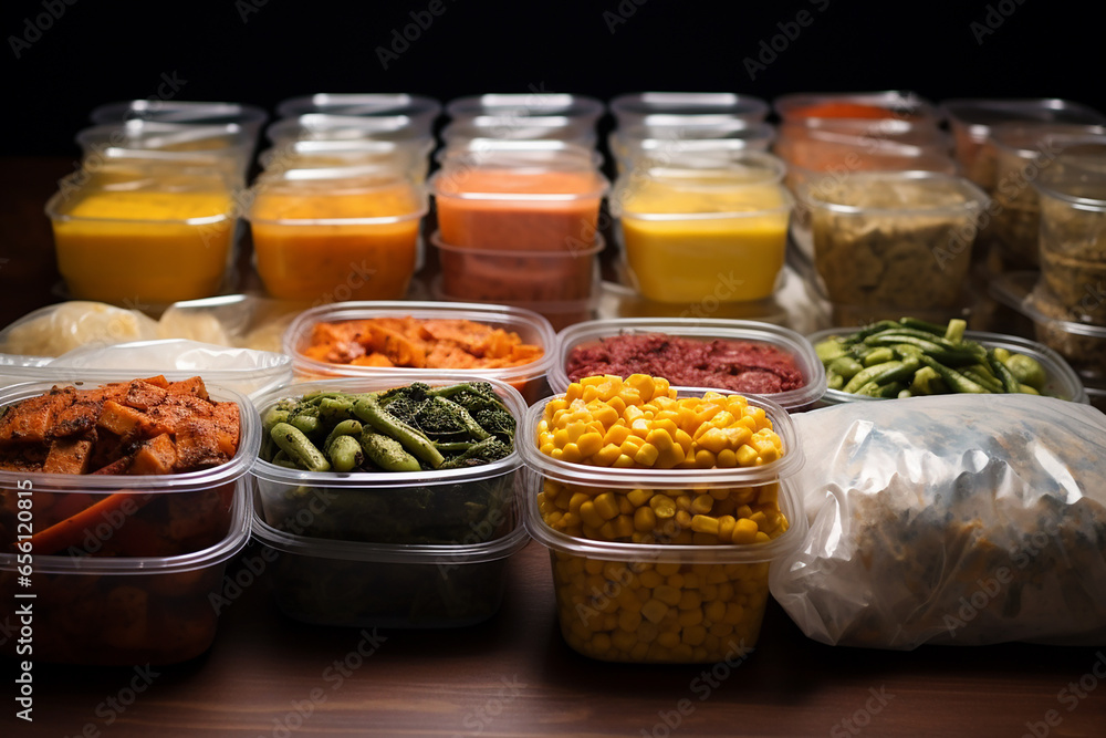 Neatly Packed Leftovers in Containers Ready for Storage, Created with Generative AI Tools Neatly Packed Leftovers in Containers Ready for Storage, Created with Generative AI Tools