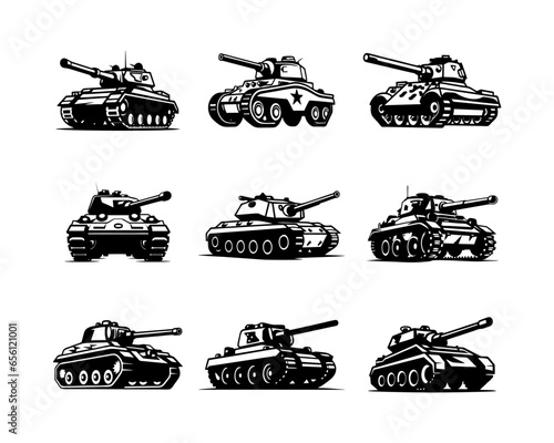 A set collection of panzer military vector illustrations