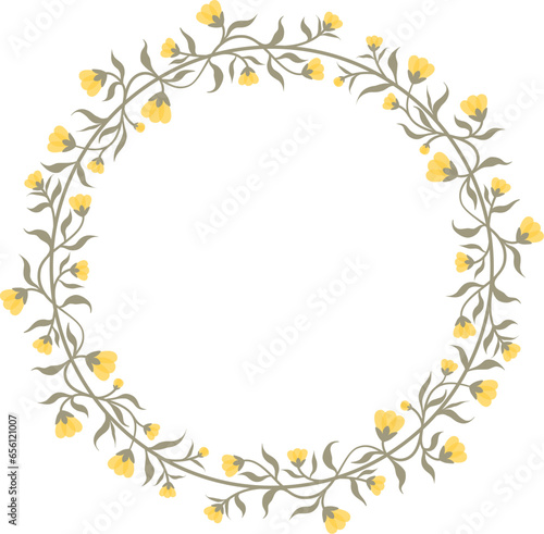 Yellow Flower Wreath in Vector © Verawati