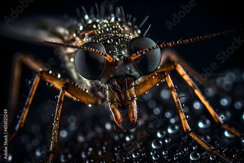 Macro photo shot of a mosquito with a blurred background, Close up, macro lens photography photo