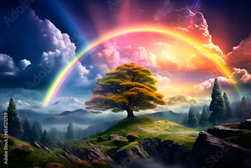 Traumhafte Regenbogenlandschaft photo