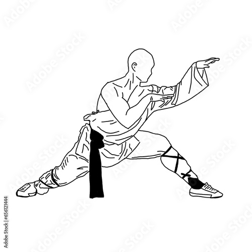 A vector sketch captures the focused precision of a kung fu 'thrusting stance' 