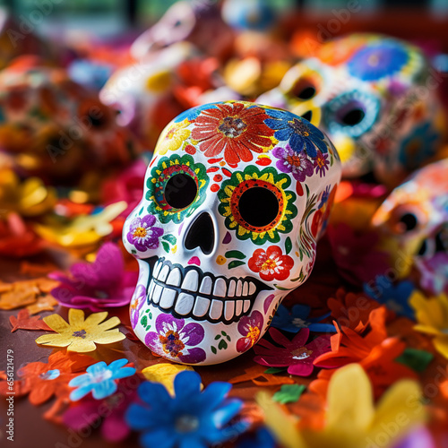 Day of the dead skulls, latin american and mexican celebration, november
