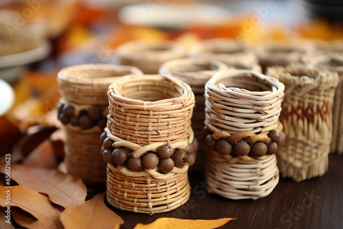 Thanksgiving Table Decor - Natural Twine  Leaves  Cinnamon Stick Napkin Rings Created with Generative AI Tools