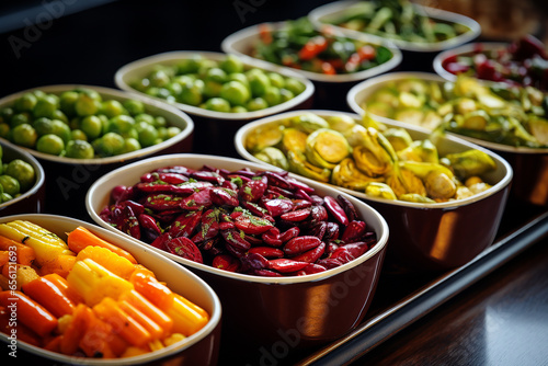 Vibrant Roasted and Steamed Vegetable Side Dishes  Green Beans  Brussels Sprouts  Glazed Carrots - Created with Generative AI Tools