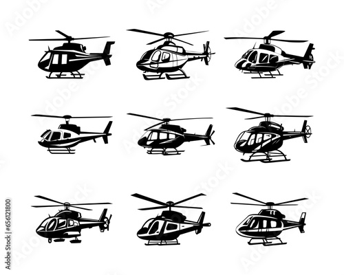 A set collection of helicopter vector illustrations