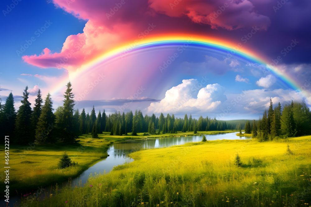 Naklejka premium Traumhafte Regenbogenlandschaft