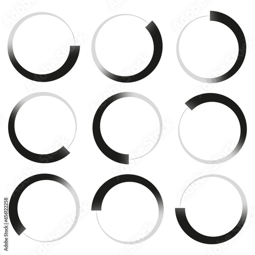 Preloader, buffer shape. Progress, steps, phases indicator. Circle, circular loading icon. Vector illustration. EPS 10.