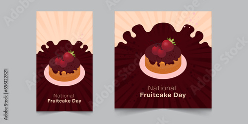 Set of national fruitcake day month, instagram post and stories for marketing or promotion, vector illustration eps 10
