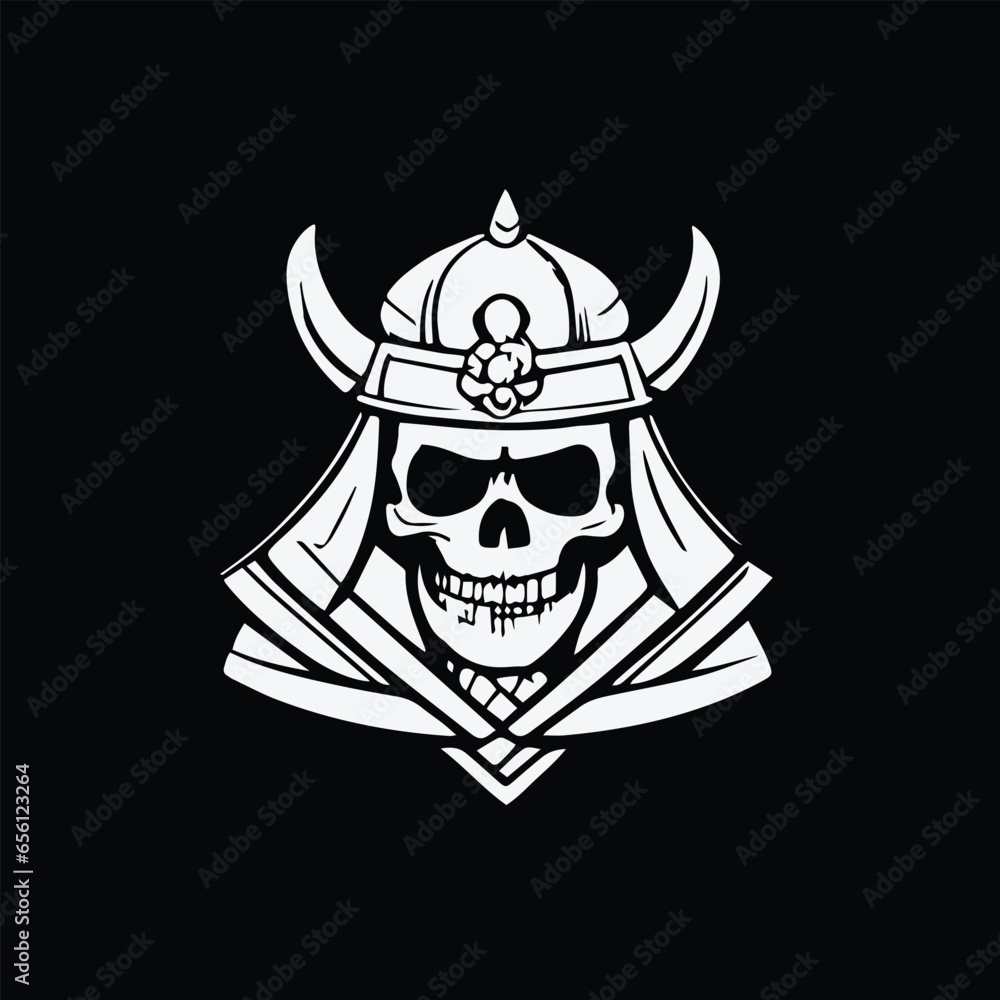  skull  samurai mascot logo vector icon