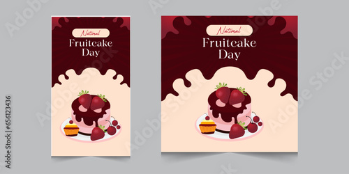 Set of national fruitcake day month, instagram post and stories for marketing or promotion, vector illustration eps 10
