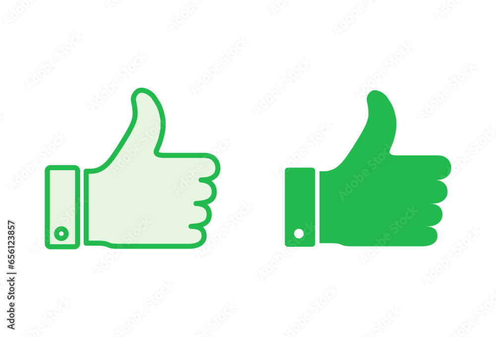 Thumbs up icon set. Hand like. Like icon vector. Thumbs up icon set. Hand like. Like icon vector.