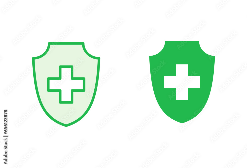 Health insurance icon set. Insurance health document icon Health insurance icon set. Insurance health document icon