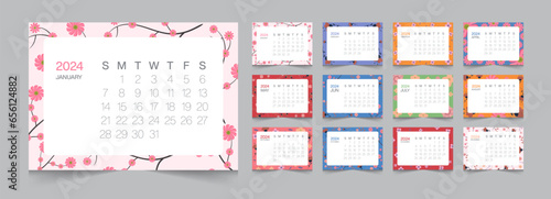 Japanese Flower Monthly Calendars 2024 12 Month