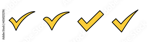 Check mark icon set for web and mobile app. Tick mark sign and symbol