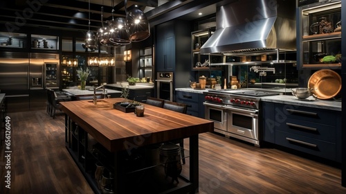Culinary creativity in sleek  equipped kitchen 