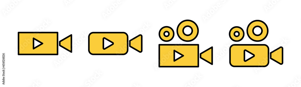 Video icon set for web and mobile app. video camera sign and symbol. movie sign. cinema