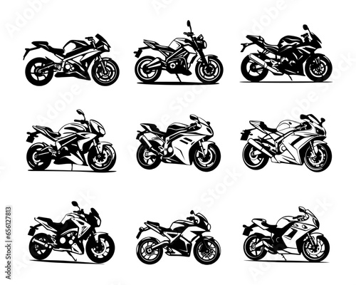 A set collection of sport bike vector illustrations