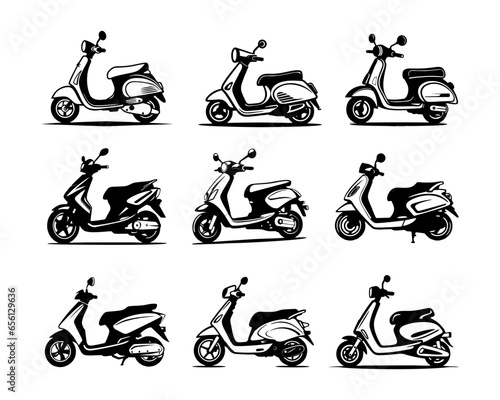 A collection of scooter matic vector illustrations photo