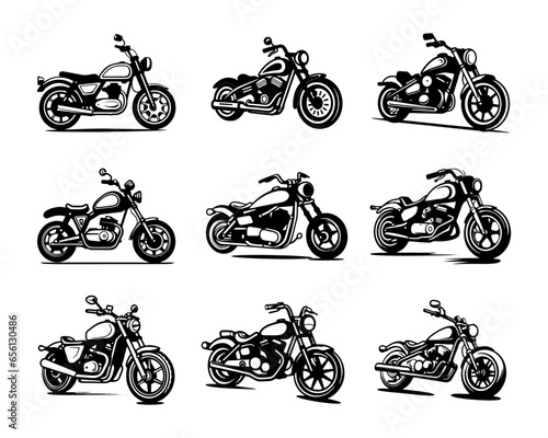 A set collection of motorbike bobber vector illustrations