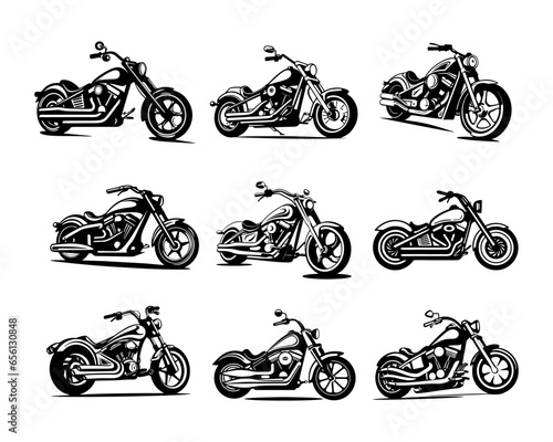 A set collection of chopper motorbike vector illustrations