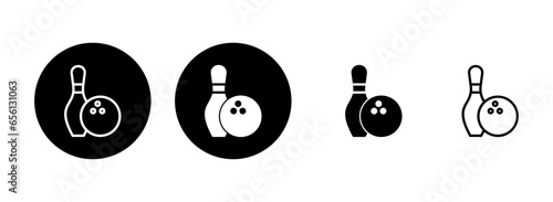 Bowling icon set illustration. bowling ball and pin sign and symbol.