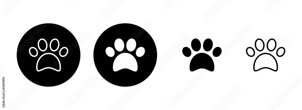 Fototapeta premium Paw icon set illustration. paw print sign and symbol. dog or cat paw