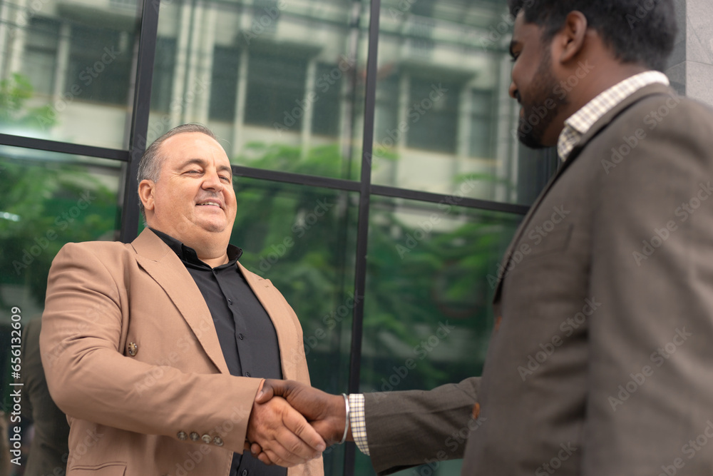 Businessmen shaking hand. Success business dealing negotiation deal.