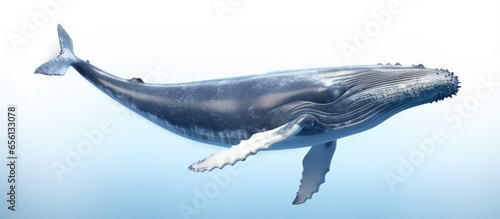 A stunning a humpback whale swimming in the sky like setting is available on Shutterstock