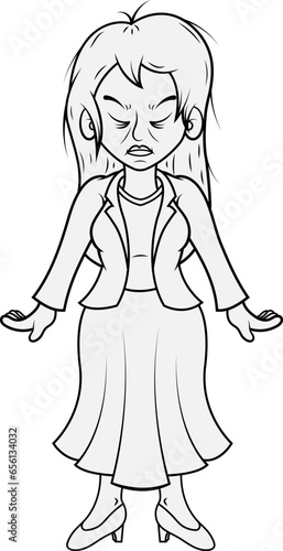 Ilustración vectorial para pintar de una mujer estresada.