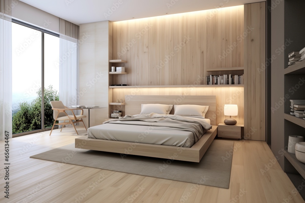 Modern and simple minimalist bedroom interior. Modern and simple minimalist bedroom interior.