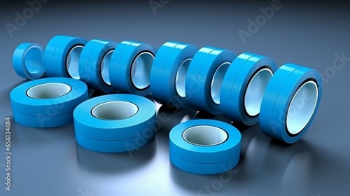 set of blue adhesive tape for graphic designer and social media design