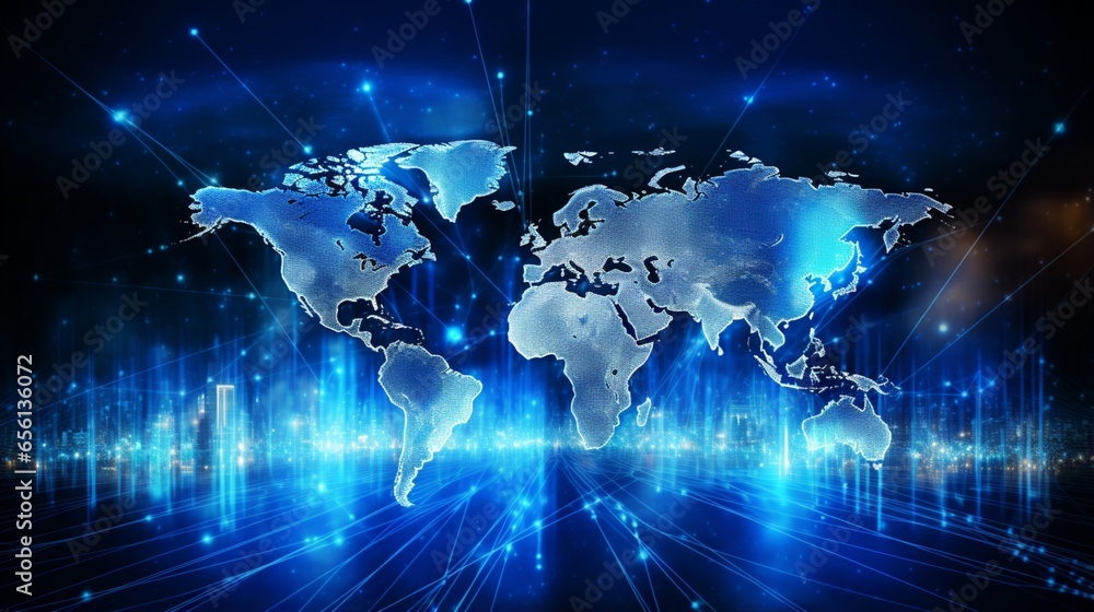 World map on a technological background, bright lines and rays, symbols of the Internet, radio, television, mobile and satellite communications. Best Internet Concept of global business World map on a technological background, bright lines and rays, symbols of the Internet, radio, television, mobile and satellite communications. Best Internet Concept of global business