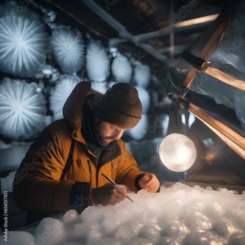 A climatologist studying ice cores from Antarctica to understand historical climate changes1 photo