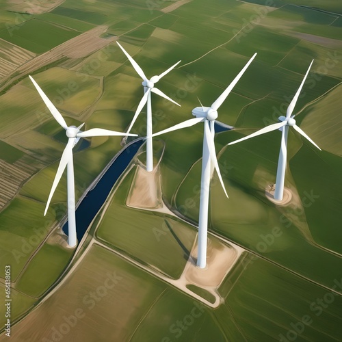 An aerial view of a massive wind farm with rows of turbines harnessing renewable energy1 photo