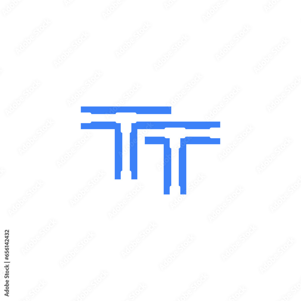 Abstract initial letter T or TT logo in blue color Abstract initial letter T or TT logo in blue color