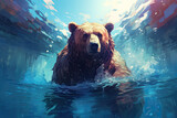 Humanoid Bear Swimming