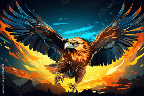 Hawk Light Painting cartoon photo
