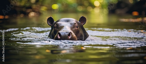 Bairds tapir in Tenorio national park Costa Rica swimming in Rio Tenorio photo