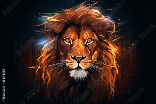 Lion Light Painting cartoon