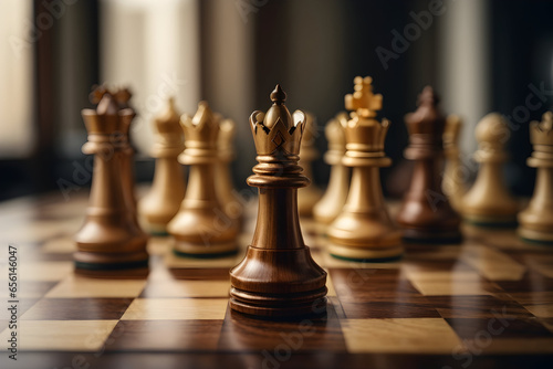 chess piece on chess board. concept of ideas, challenge, leadership, strategy, business and success. 