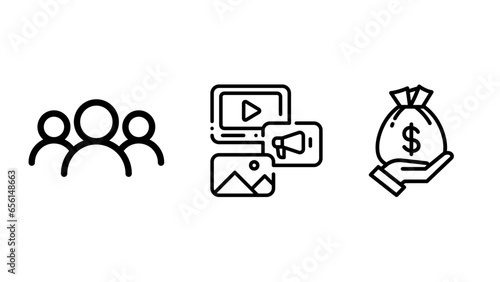 Illustration vector icon . Monetization Content. Team. Content . Money.