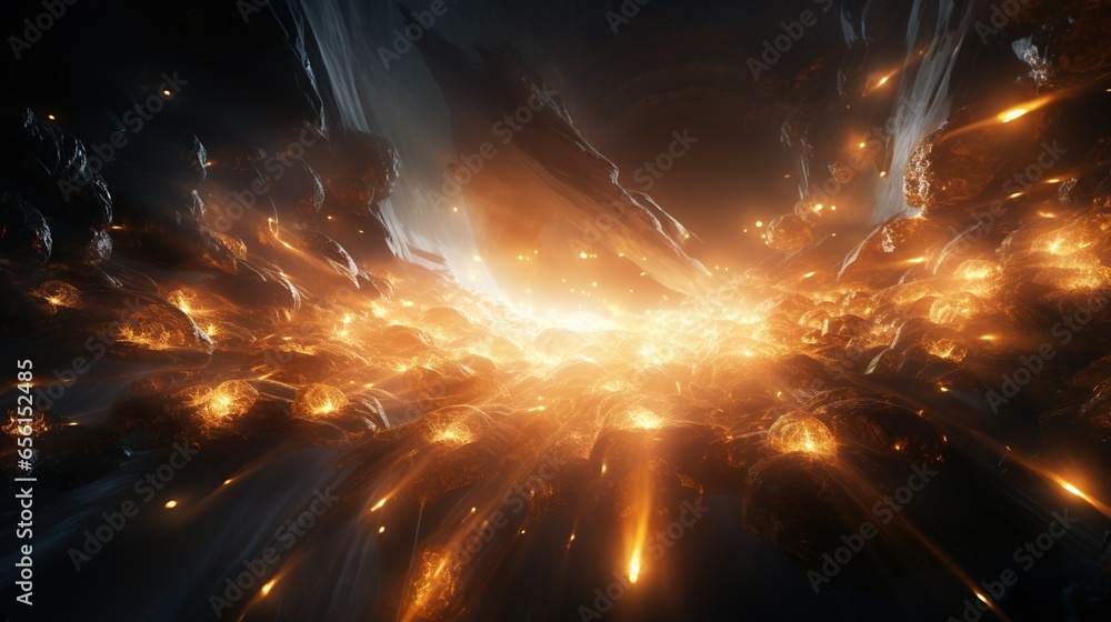 Obraz premium incandescent flare of light, digital art illustration, Generative AI