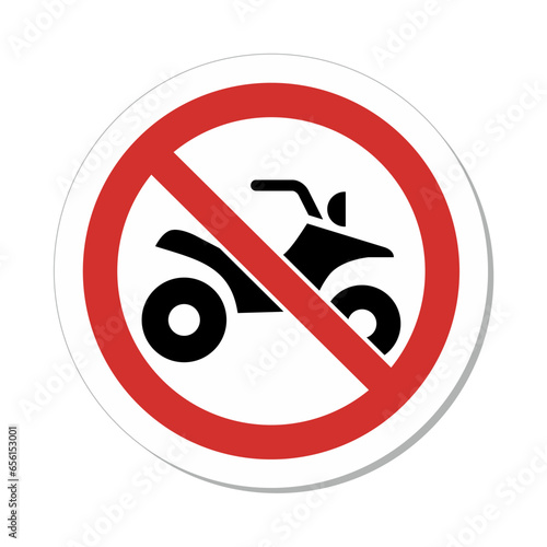 ISO Circular Prohibition Sign: No All-Terrain Vehicle Symbol